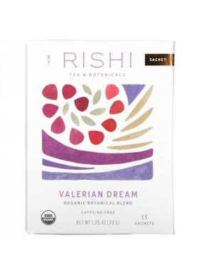 Rishi Tea, Organic Botanical Blend, Valerian Dream, Caffeine-Free, 15 Sachets, 1.05 oz (30 g)