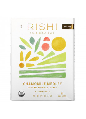 Rishi Tea, Organic Herbal Tea, Chamomile Medley, Caffeine-Free, 15 Sachets, 0.95 oz (27 g)