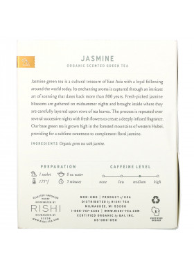 Rishi Tea, Organic Scented Green Tea, Jasmine, 15 Sachets, 1.48 oz (42 g)