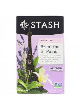 Stash Tea, Black Tea, Breakfast in Paris, 18 Tea Bags, 1.2 oz (36 g)