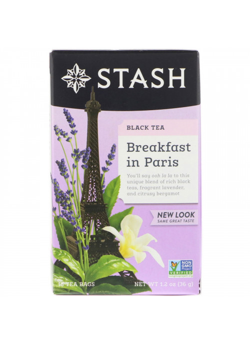 Stash Tea, Black Tea, Breakfast in Paris, 18 Tea Bags, 1.2 oz (36 g)