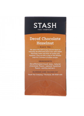 Stash Tea, Black Tea, Decaf Chocolate Hazelnut, 18 Tea Bags, 1.2 oz (36 g)