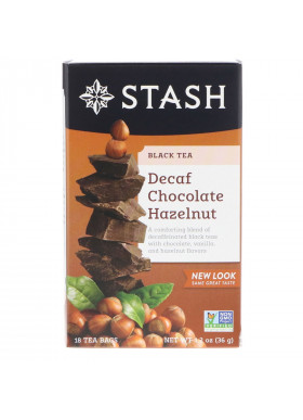 Stash Tea, Black Tea, Decaf Chocolate Hazelnut, 18 Tea Bags, 1.2 oz (36 g)