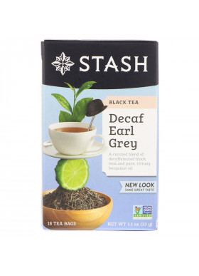 Stash Tea, Black Tea, Decaf Earl Grey, 18 Tea Bags, 1.1 oz (33 g)