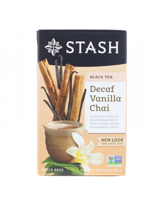 Stash Tea, Black Tea, Decaf Vanilla Chai, 18 Tea Bags, 1.2 oz (36 g)