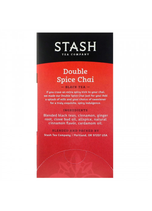 Stash Tea, Black Tea, Double Spice Chai, 18 Tea Bags, 1.1 oz (33 g)