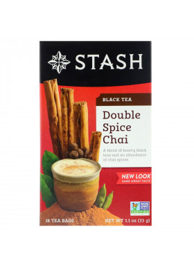 Stash Tea, Black Tea, Double Spice Chai, 18 Tea Bags, 1.1 oz (33 g)