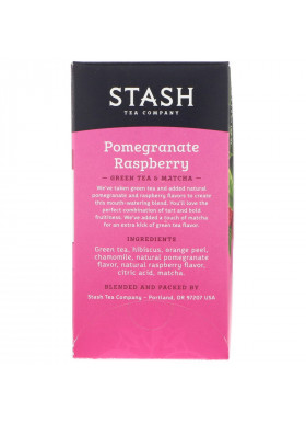 Stash Tea, Green Tea & Matcha, Pomegranate Raspberry, 18 Tea Bags, 1.2 oz (36 g)