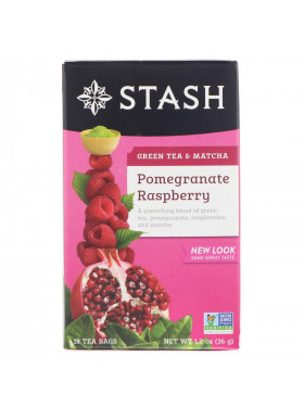 Stash Tea, Green Tea & Matcha, Pomegranate Raspberry, 18 Tea Bags, 1.2 oz (36 g)