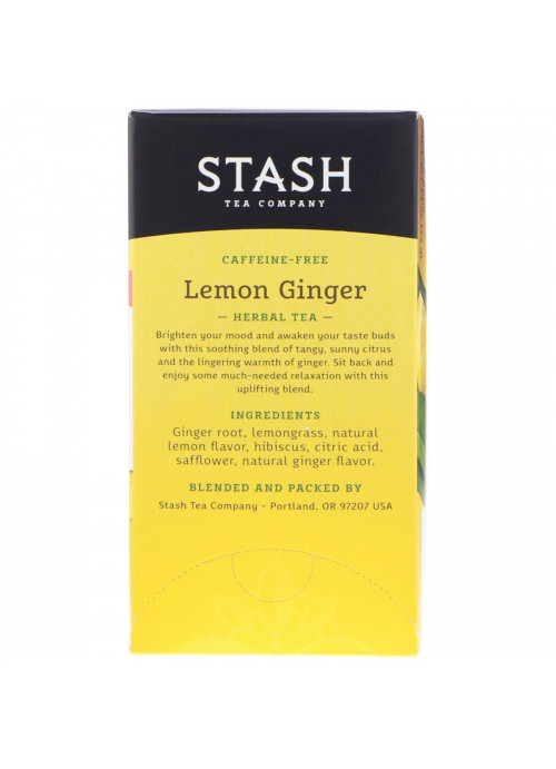 Stash Tea, Herbal Tea, Lemon Ginger, Caffeine Free, 20 Tea Bags, 1.1 oz (34 g)