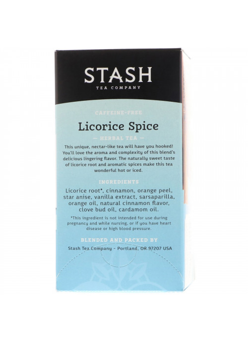 Stash Tea, Herbal Tea, Licorice Spice, Caffeine Free, 20 Tea Bags, 1.2 oz (36 g)