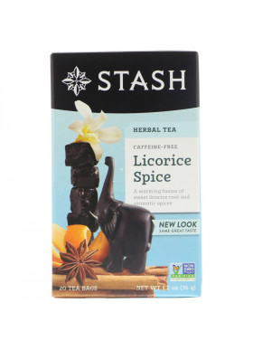 Stash Tea, Herbal Tea, Licorice Spice, Caffeine Free, 20 Tea Bags, 1.2 oz (36 g)