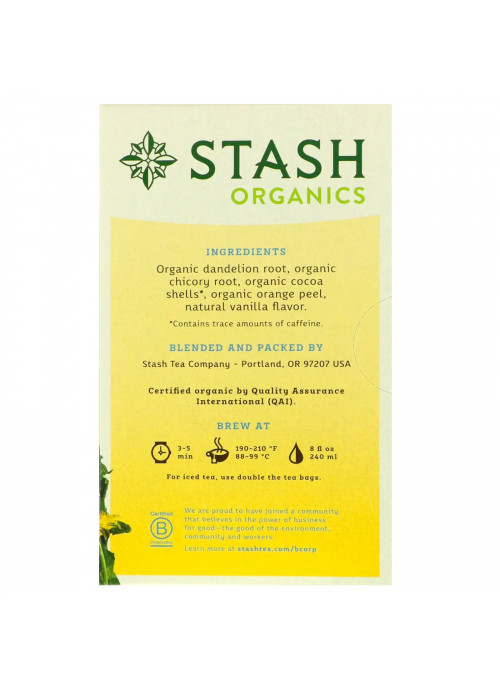 Stash Tea, Herbal Tea, Organic Sunny Dandelion Root, 18 Tea Bags, 1.0 oz (30 g)