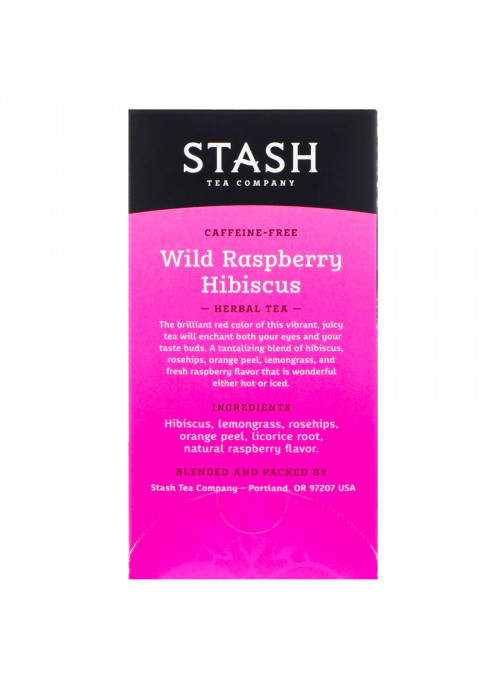 Stash Tea, Herbal Tea, Wild Raspberry Hibiscus, Caffeine Free, 20 Tea Bags,1.3 oz (38 g)