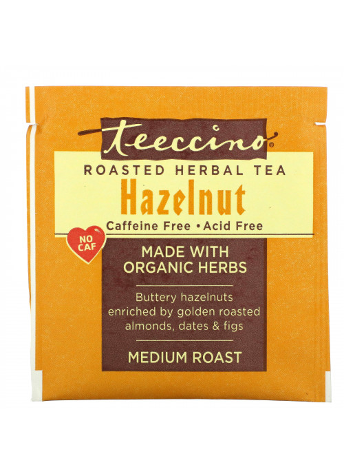 Teeccino, Roasted Herbal Tea, Hazelnut, Caffeine Free, 10 Tea Bags, 2.12 oz (60 g)