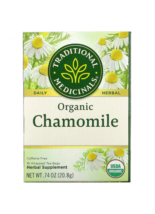 Traditional Medicinals, Organic Chamomile, Caffeine Free, 16 Wrapped Tea Bags, .74 oz (20.8 g)