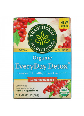 Traditional Medicinals, Organic EveryDay Detox, Caffeine Free, Schisandra Berry, 16 Wrapped Tea Bags, .85 oz (24 g)