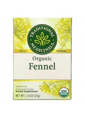 Traditional Medicinals, Organic Fennel, Caffeine Free, 16 Wrapped Tea Bags, 1.13 oz (32 g)