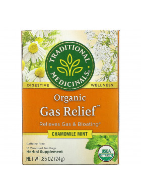 Traditional Medicinals, Organic Gas Relief, Caffeine Free, Chamomile Mint, 16 Wrapped Tea Bags, .85 oz (24 g)