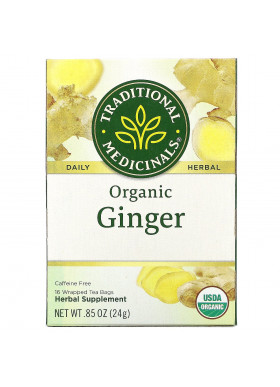 Traditional Medicinals, Organic Ginger, Caffeine Free, 16 Wrapped Tea Bags, .85 oz (24 g) Each