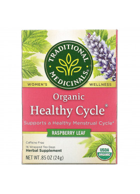 Traditional Medicinals, Organic Healthy Cycle, Raspberry Leaf, Caffeine Free, 16 Wrapped Tea Bags, .85 oz (24 g)