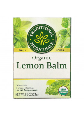 Traditional Medicinals, Organic Lemon Balm, Caffeine Free, 16 Wrapped Tea Bags, .85 oz (24 g)