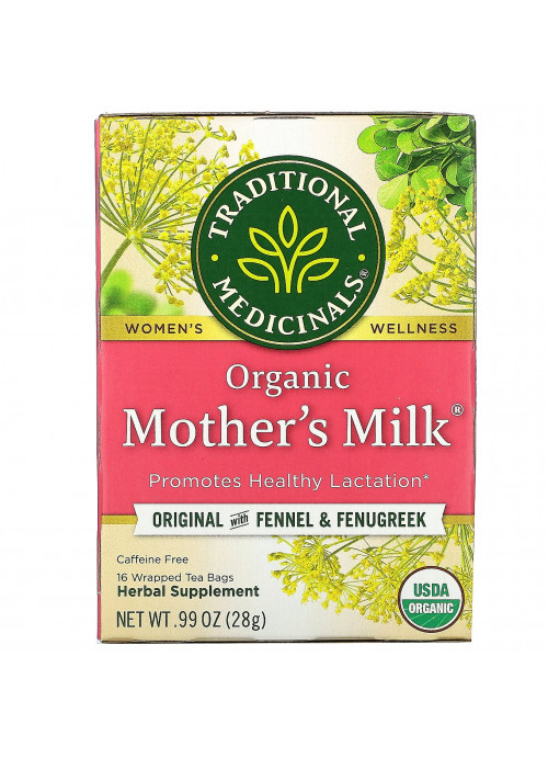 Traditional Medicinals, Organic Mother's Milk, Original with Fennel & Fenugreek, Caffeine Free, 16 Wrapped Tea Bags, .99 oz (28 g)