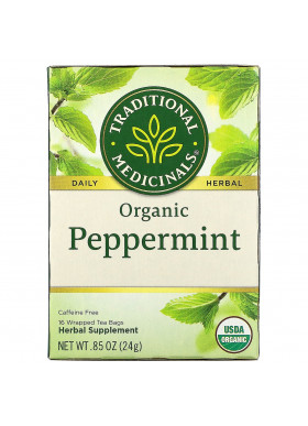 Traditional Medicinals, Organic Peppermint, Caffeine Free, 16 Wrapped Tea Bags, .85 oz (24 g)