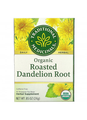 Traditional Medicinals, Organic Roasted Dandelion Root, Caffeine Free, 16 Wrapped Tea Bags, .85 oz (24 g)