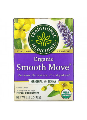 Traditional Medicinals, Organic Smooth Move, Original with Senna, Caffeine Free, 16 Wrapped Tea Bags, 1.13 oz (32 g)