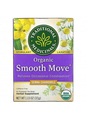 Traditional Medicinals, Organic Smooth Move, Senna Chamomile, Caffeine Free, 16 Wrapped Tea Bags, 1.13 oz (32 g)