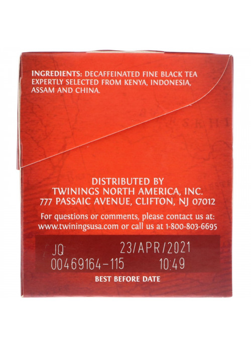 Twinings, 100% Pure Black Tea, English Breakfast, Decaffeinated, 25 Tea Bags, 1.76 oz (50 g)