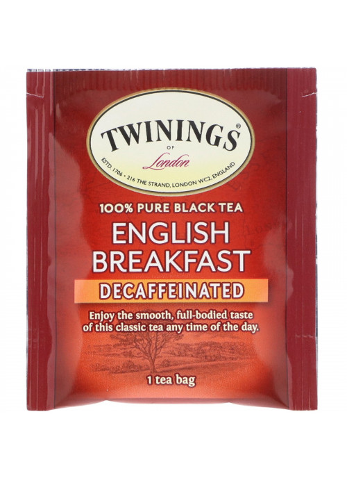 Twinings, 100% Pure Black Tea, English Breakfast, Decaffeinated, 25 Tea Bags, 1.76 oz (50 g)