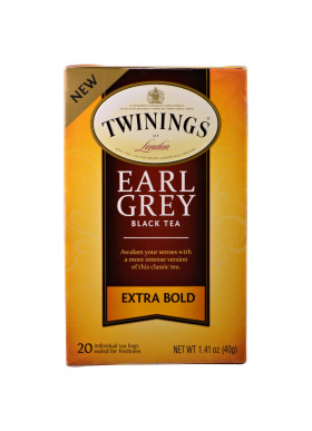 Twinings, Black Tea, Earl Grey, Extra Bold, 20 Tea Bags - 1.41 oz (40 g)