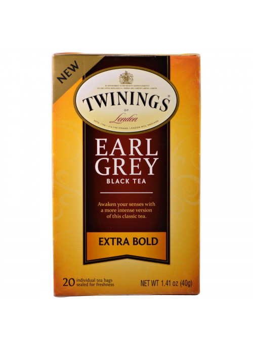 Twinings, Black Tea, Earl Grey, Extra Bold, 20 Tea Bags - 1.41 oz (40 g)
