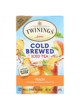 Twinings, Cold Brewed Iced Tea, Peach, 20 Tea Bags, 1.41 oz (40 g)