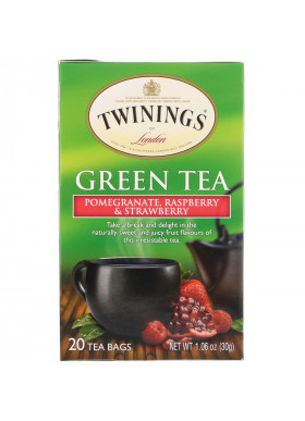 Twinings, Green Tea, Pomegranate, Raspberry & Strawberry, 20 Tea Bags, 1.06 oz (30 g)