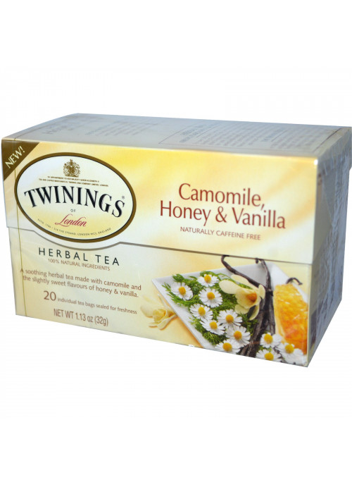 Twinings, Herbal Tea, Camomile, Honey & Vanilla, Caffeine Free, 20 Individual Tea Bags, 1.13 oz (32 g)