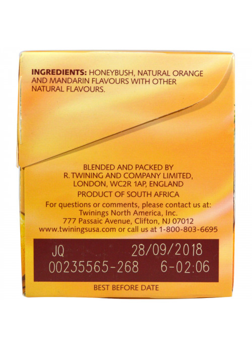 Twinings, Herbal Tea, Honeybush, Mandarin & Orange, Caffeine Free, 20 Individual Tea Bags, 1.41 oz (40 g)