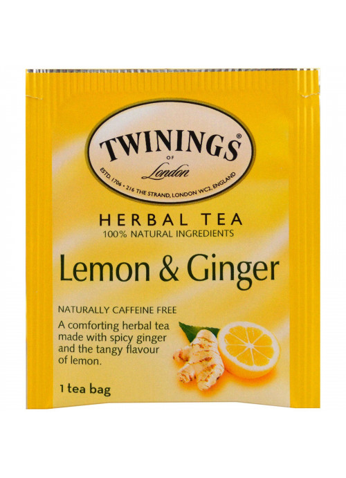 Twinings, Herbal Tea, Lemon & Ginger, Caffeine Free, 25 Tea Bags, 1.32 oz (37.5 g)