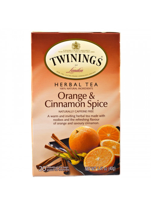 Twinings, Herbal Tea, Orange & Cinnamon Spice, Naturally Caffeine Free, 20 Individual Tea Bags, 1.41 oz (40 g)