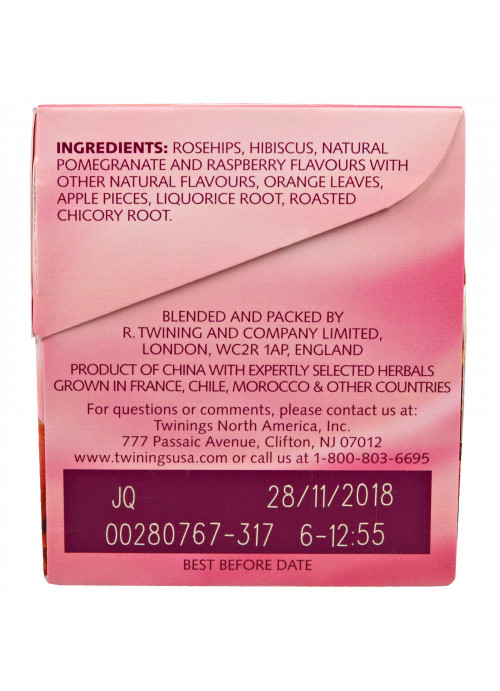 Twinings, Herbal Tea, Pomegranate & Raspberry, Caffeine Free, 20 Tea Bags, 1.41 oz (40 g)