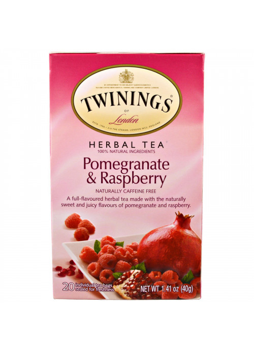 Twinings, Herbal Tea, Pomegranate & Raspberry, Caffeine Free, 20 Tea Bags, 1.41 oz (40 g)