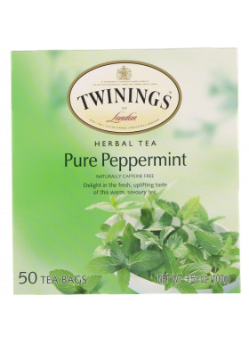 Twinings, Herbal Tea, Pure Peppermint, Caffeine Free, 50 Tea Bags, 3.53 oz (100 g)