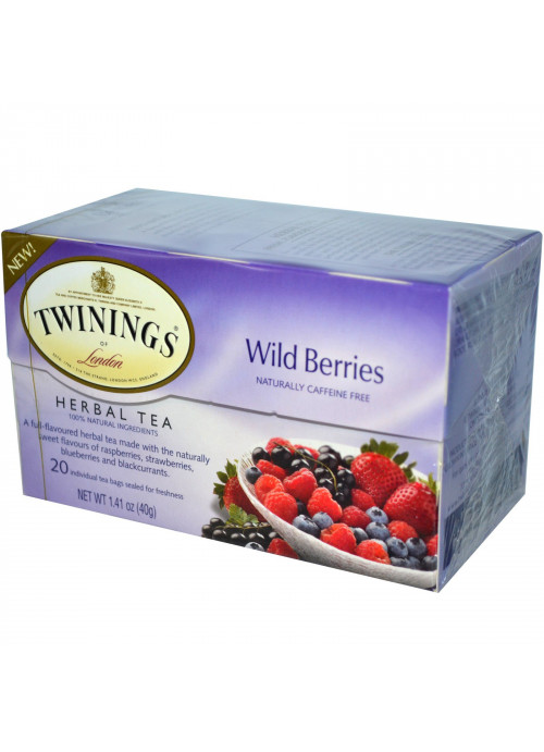 Twinings, Herbal Tea, Wild Berries, Caffeine Free, 20 Tea Bags, 1.41 oz (40 g)