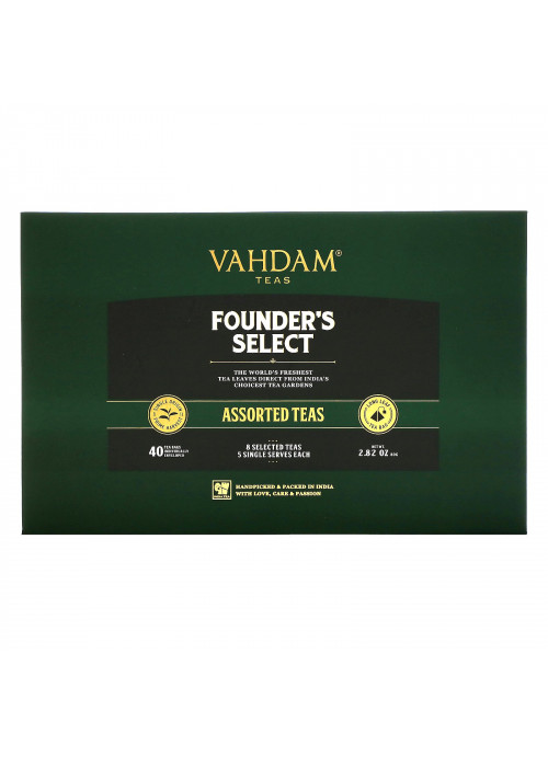 Vahdam Teas, Founder's Select, Assorted Teas, 40 Tea Bags, 2.82 oz (80 g)