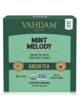 Vahdam Teas, Green Tea, Mint Melody, 15 Tea Bags, 1.06 oz (30 g)