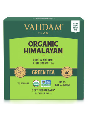 Vahdam Teas, Green Tea, Organic Himalayan, 15 Tea Bags, 1.06 oz (30 g)