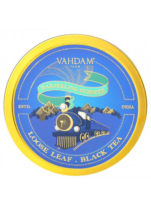 Vahdam Teas, Loose Leaf Black Tea, Darjeeling Summer Gift Set,  1 Tin Caddy