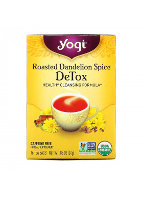 Yogi Tea, Detox, Roasted Dandelion Spice, Caffeine Free, 16 Tea Bags, 0.85 oz (24 g)